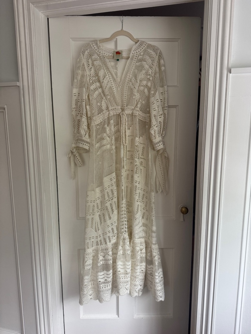 FARM Rio Cream Crochet Maxi Dress